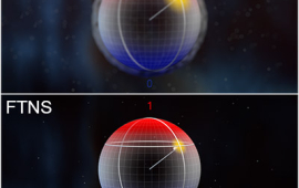 Two orbs are compared to each other, showing different areas noise affects them with colored areas.